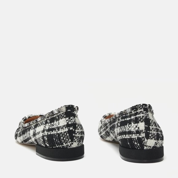 ZARA TWEED BEAD JEWELLED RHINESTONE FLAT BRAND NEW WITH TAGS US 7.5 EUR 38 - Picture 5 of 5